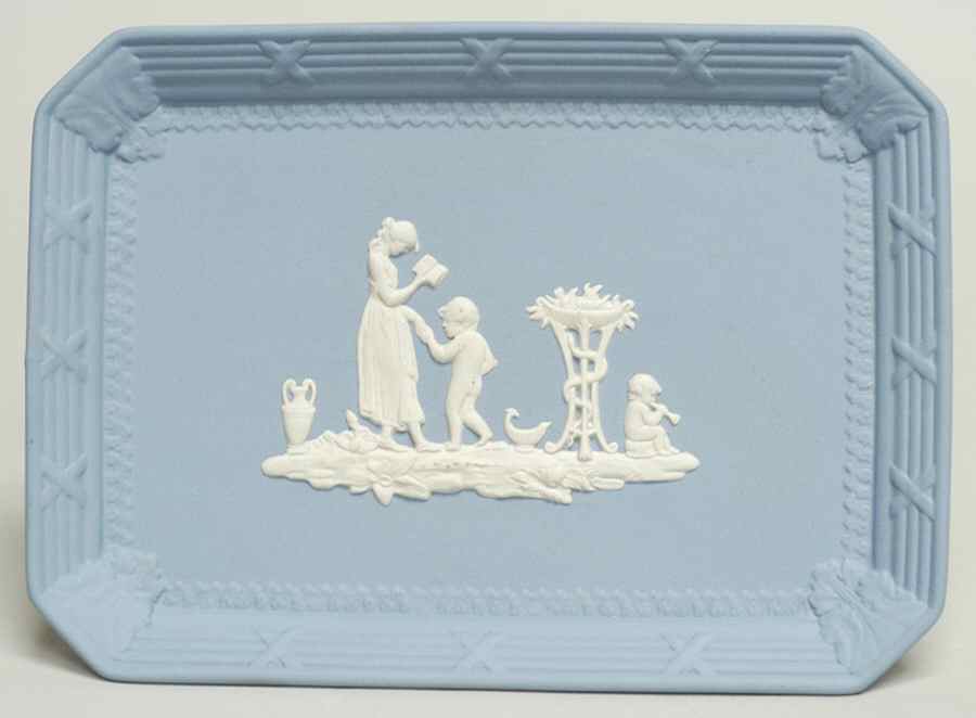 Cream Color on Lavender (Pale Blue) Jasperware Oblong Templeton Tray by Wedgwood-1