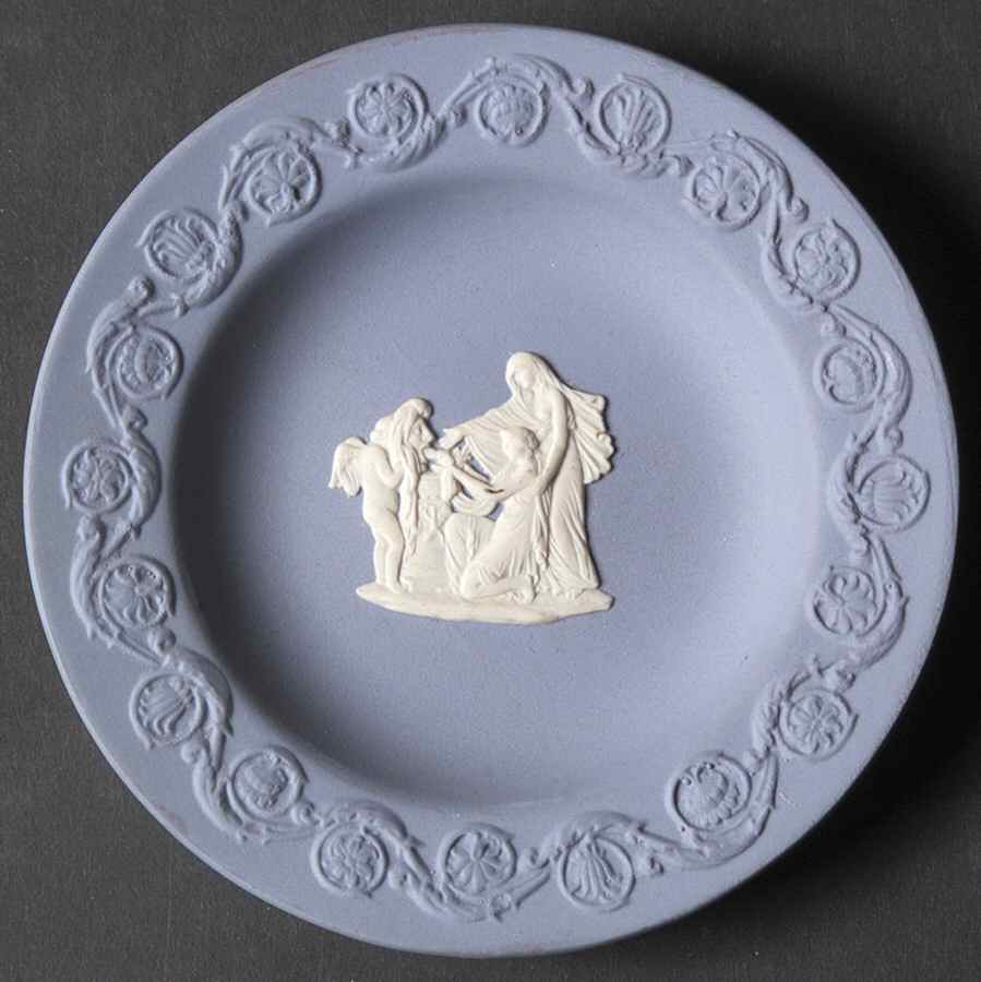 Cream Color on Lavender (Pale Blue) Jasperware Patrician Tray by Wedgwood-1