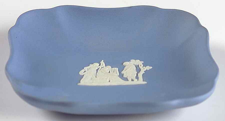 Cream Color on Lavender (Pale Blue) Jasperware Square Tray by Wedgwood-1