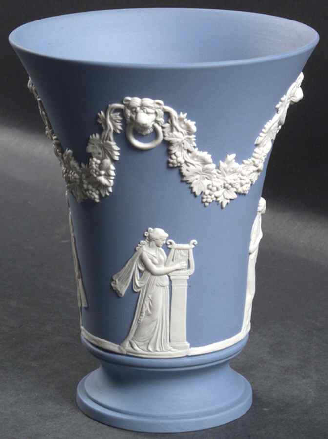 Cream Color on Lavender (Pale Blue) Jasperware 6" Vase by Wedgwood-1