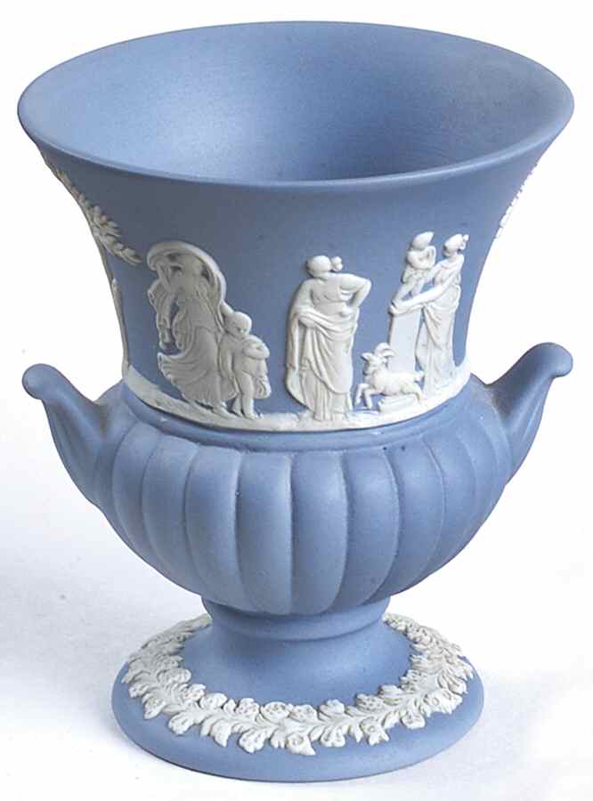 Cream Color on Lavender (Pale Blue) Jasperware Mini Bud Vase by Wedgwood-1