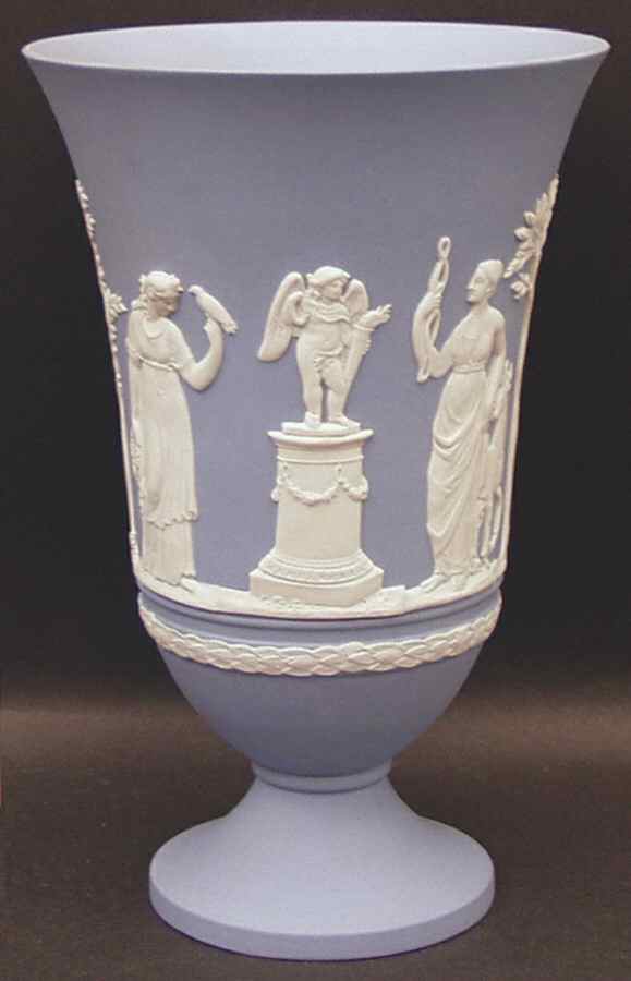 Cream Color on Lavender (Pale Blue) Jasperware Arcadian Vase by Wedgwood-1