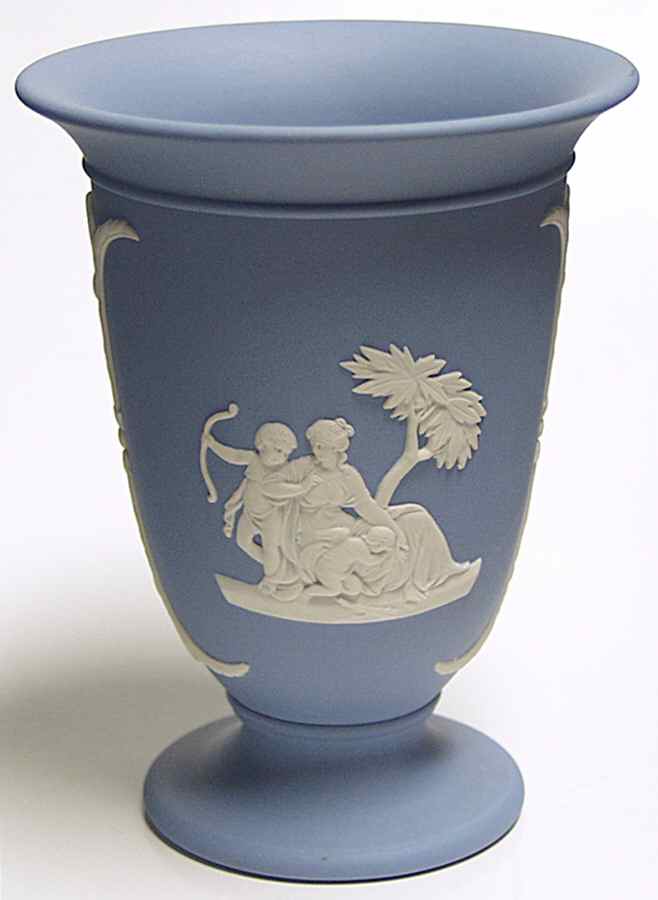 Cream Color on Lavender (Pale Blue) Jasperware Vase-Cameo by Wedgwood-1