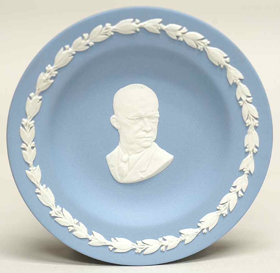 Cream Color on Lavender (Pale Blue) Jasperware Round Personality Tray by Wedgwood-1