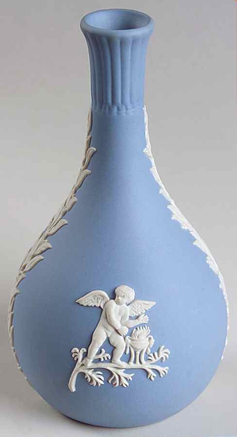 Cream Color on Lavender (Pale Blue) Jasperware Seasons Bud Vase by Wedgwood-1