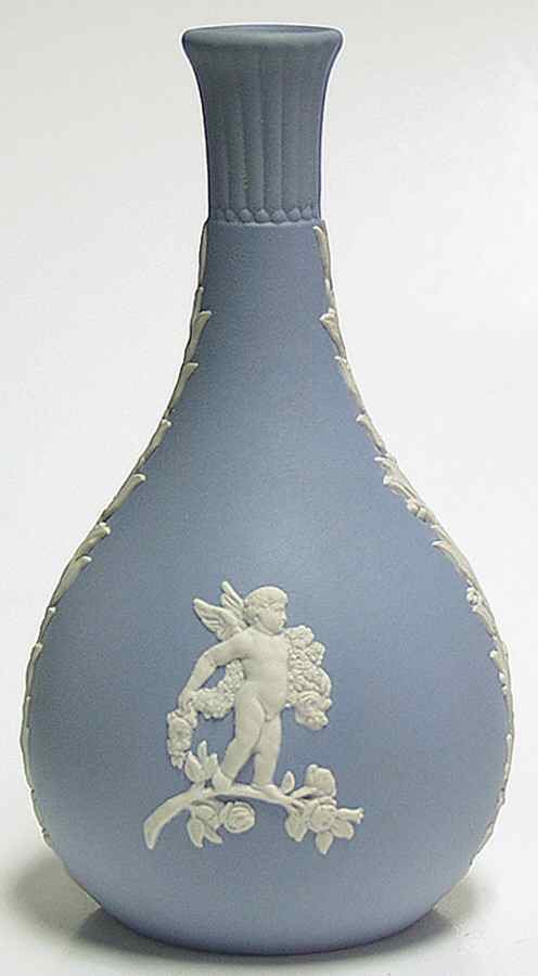 Cream Color on Lavender (Pale Blue) Jasperware Seasons Bud Vase by Wedgwood-1