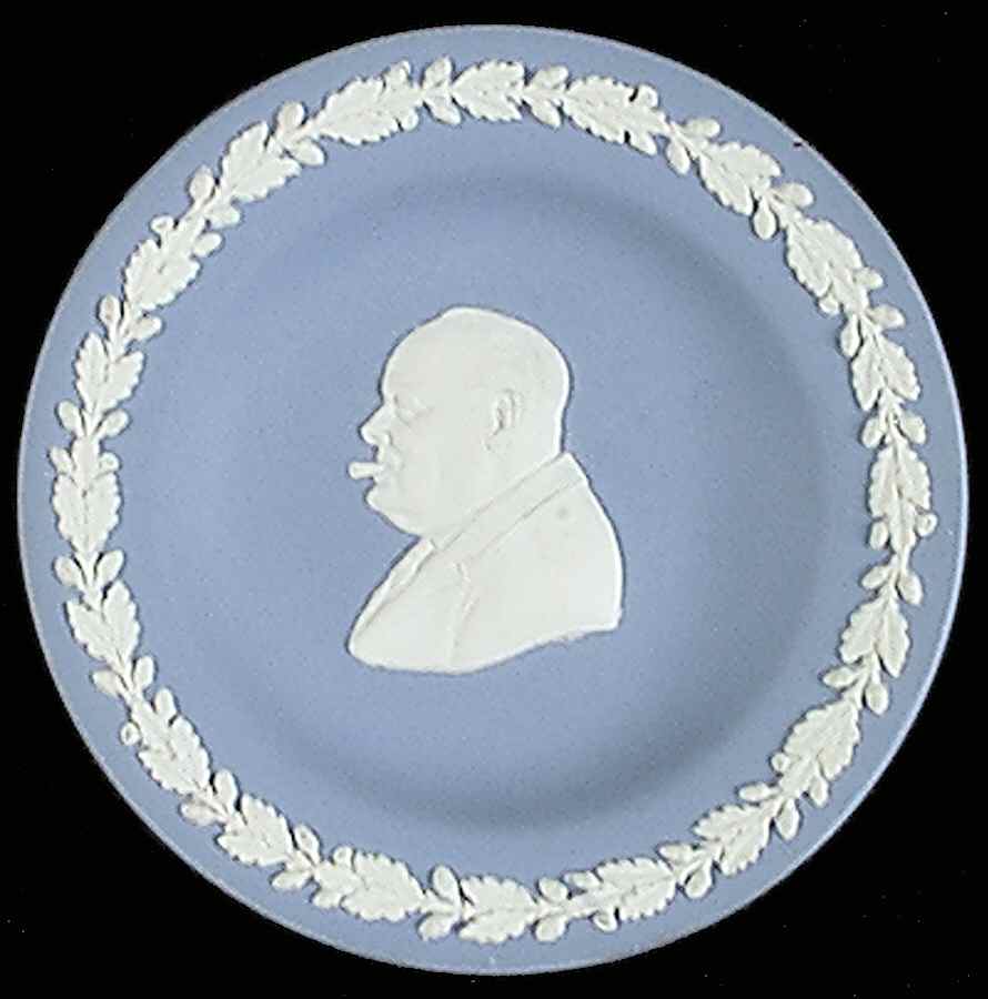 Cream Color on Lavender (Pale Blue) Jasperware Round Personality Tray by Wedgwood-1