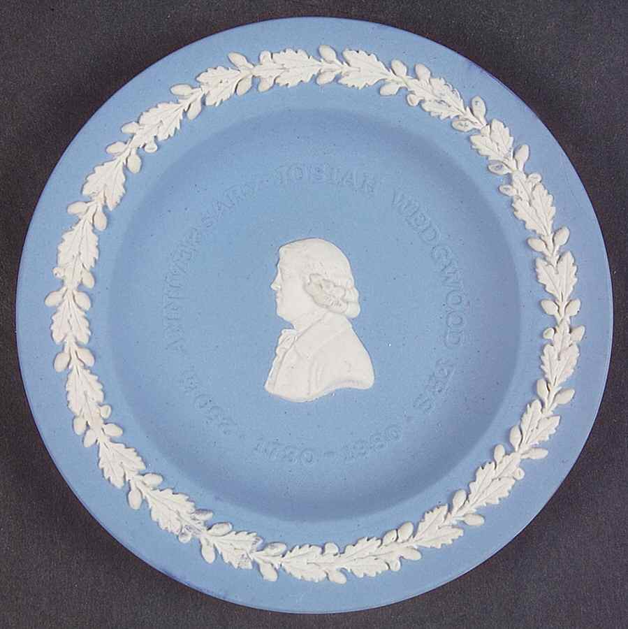 Cream Color on Lavender (Pale Blue) Jasperware Round Personality Tray by Wedgwood-1