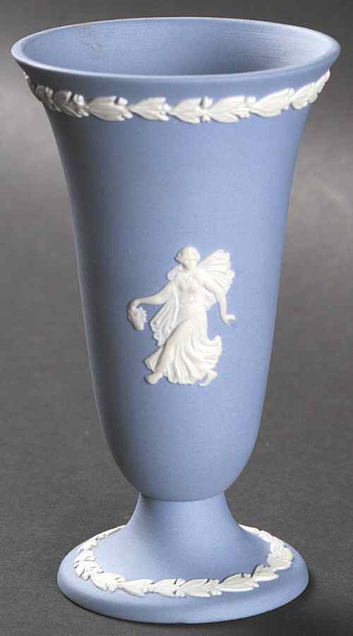Cream Color on Lavender (Pale Blue) Jasperware 4" Bud Vase by Wedgwood-1