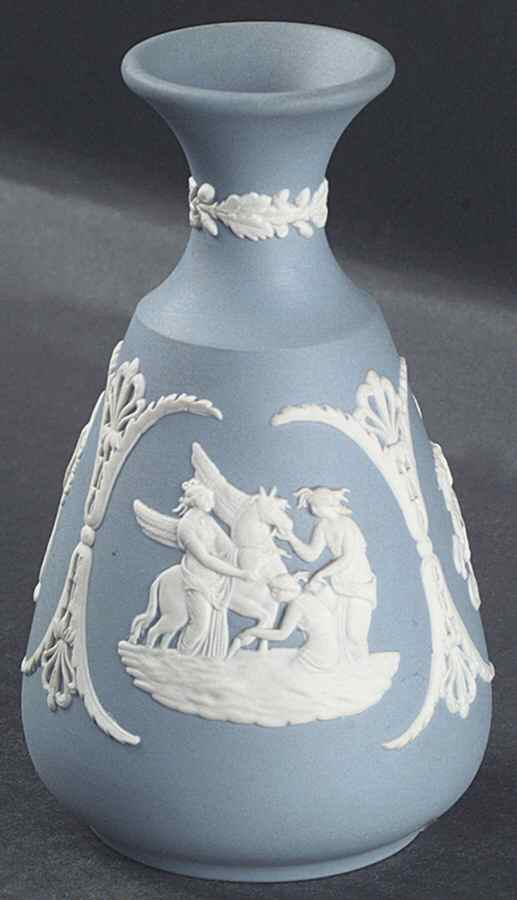 Cream Color on Lavender (Pale Blue) Jasperware Cameo Bud Vase by Wedgwood-1