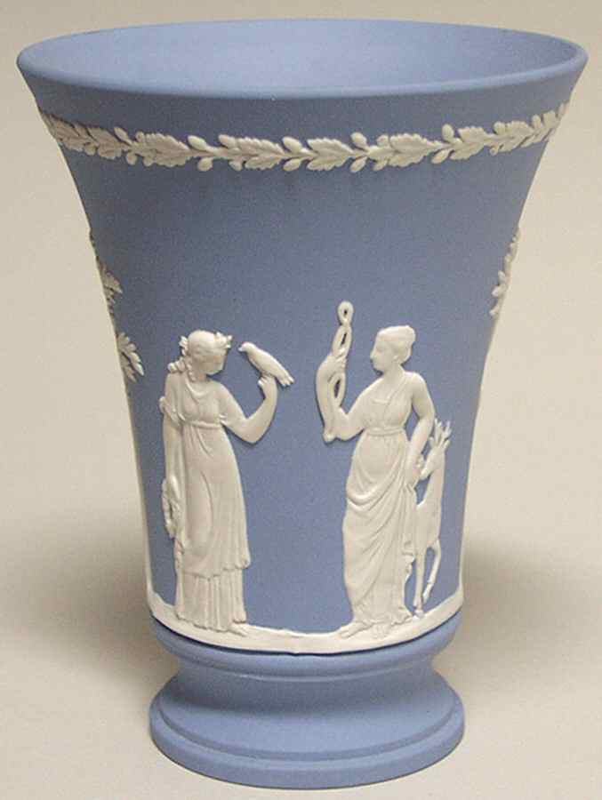 Cream Color on Lavender (Pale Blue) Jasperware 6" Vase by Wedgwood-1