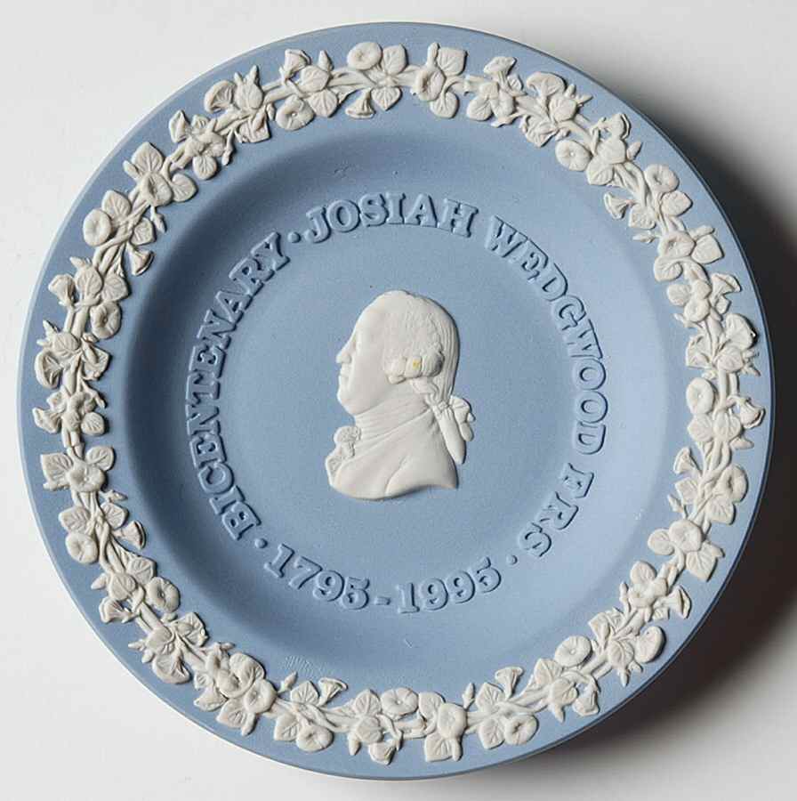 Cream Color on Lavender (Pale Blue) Jasperware Round Personality Tray by Wedgwood-1