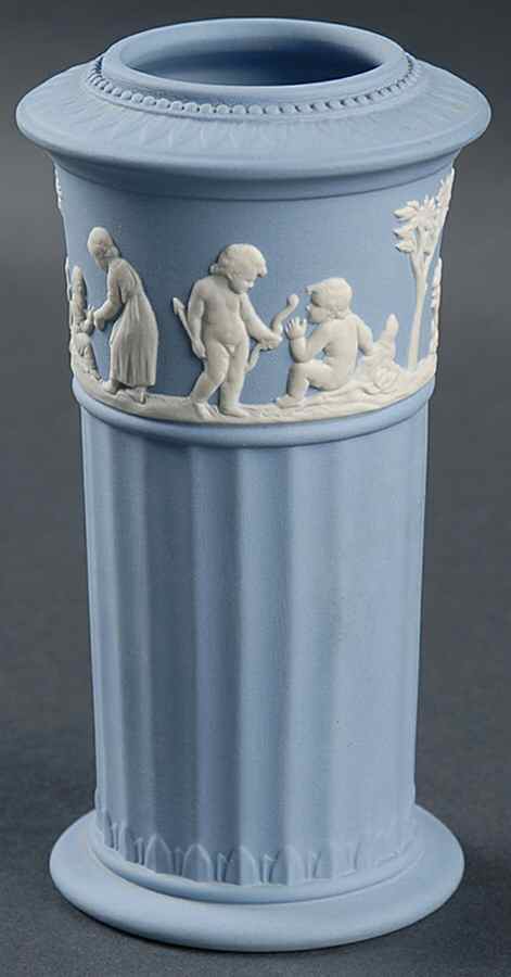 Cream Color on Lavender (Pale Blue) Jasperware Grecian Vase by Wedgwood-1