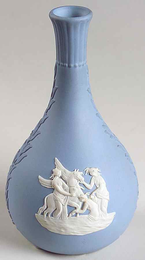 Cream Color on Lavender (Pale Blue) Jasperware Seasons Bud Vase by Wedgwood-1