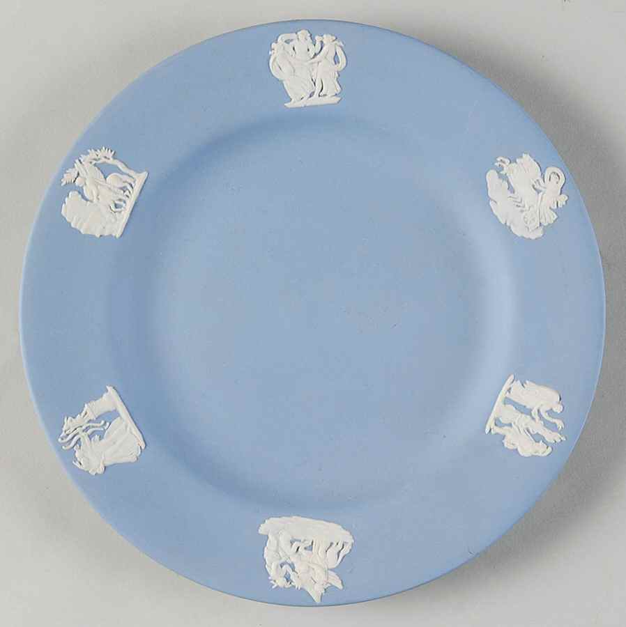 Cream Color on Lavender (Pale Blue) Jasperware Bread & Butter Plate by Wedgwood-1