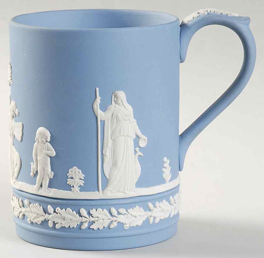 Cream Color on Lavender (Pale Blue) Jasperware Grandmug by Wedgwood-1