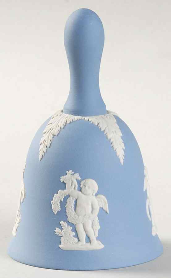 Cream Color on Lavender (Pale Blue) Jasperware Bell by Wedgwood-1