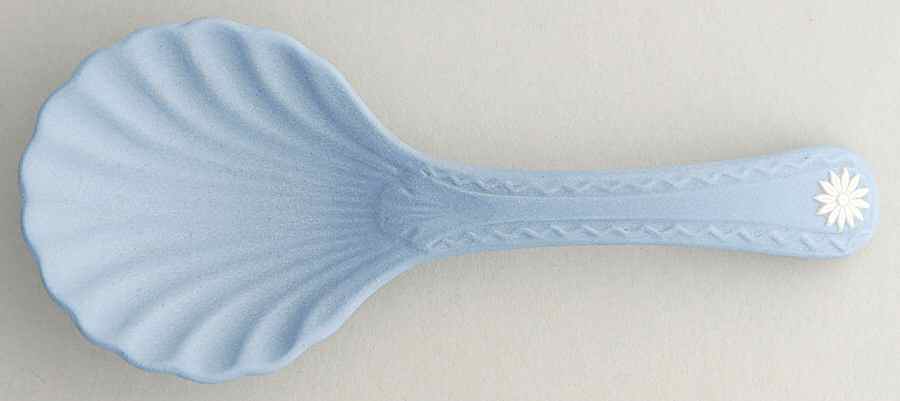 Cream Color on Lavender (Pale Blue) Jasperware Christening Spoon by Wedgwood-1