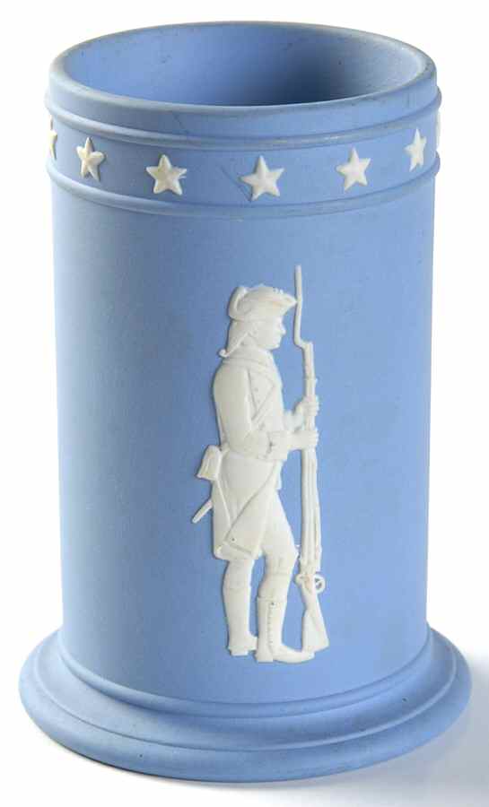 Cream Color on Lavender (Pale Blue) Jasperware 4" Spill Vase by Wedgwood-1