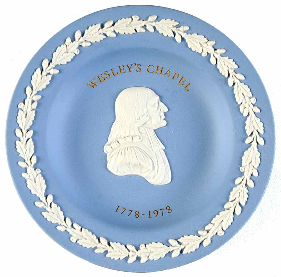 Cream Color on Lavender (Pale Blue) Jasperware Round Personality Tray by Wedgwood-1