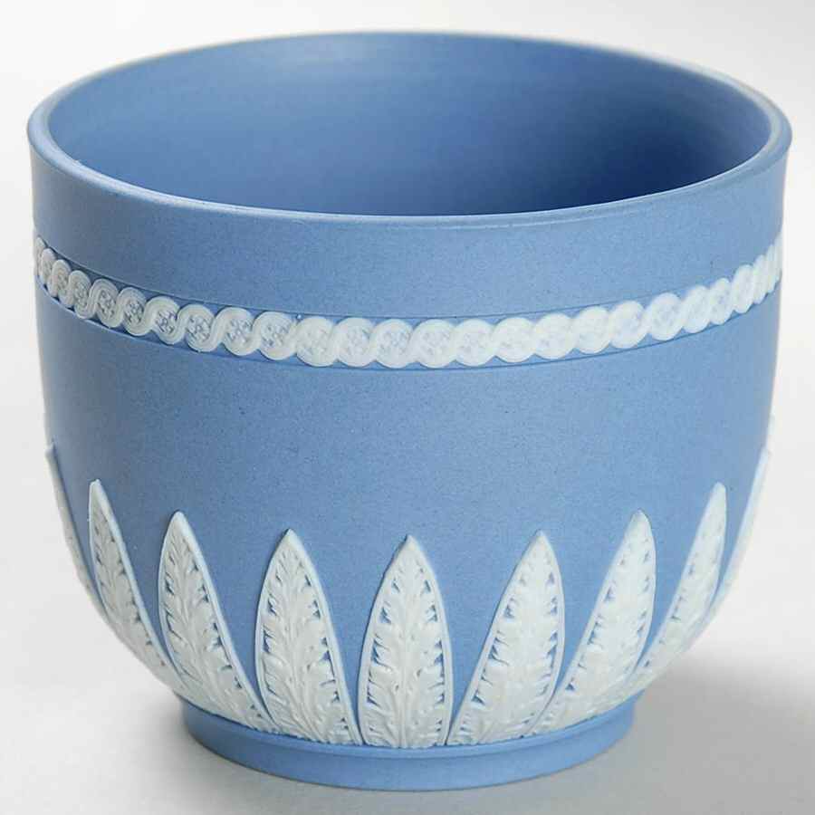 Cream Color on Lavender (Pale Blue) Jasperware Cup No Handle by Wedgwood-1