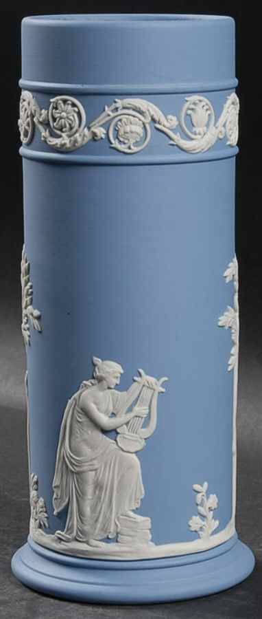 Cream Color on Lavender (Pale Blue) Jasperware Spill Vase by Wedgwood-1