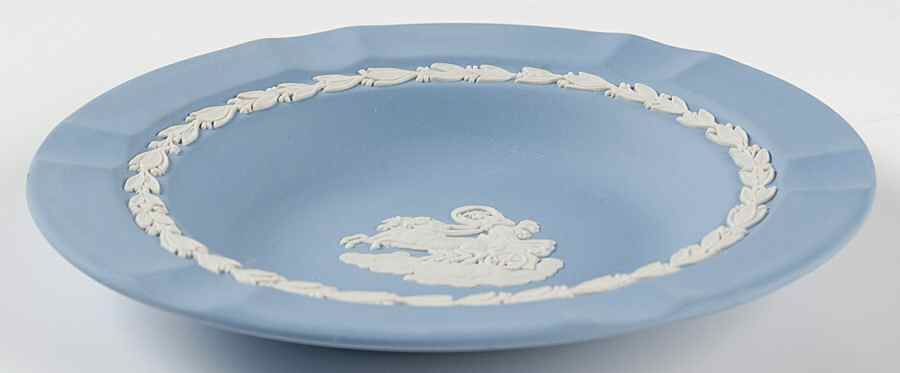 Cream Color on Lavender (Pale Blue) Jasperware Executive Ashtray by Wedgwood-1