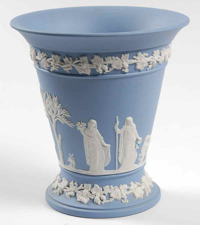 Cream Color on Lavender (Pale Blue) Jasperware 5" Vase by Wedgwood-1