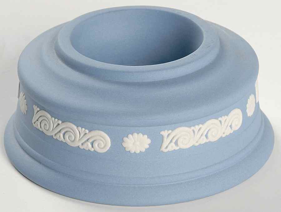 Cream Color on Lavender (Pale Blue) Jasperware Hurricane Votive No Globe by Wedgwood-1