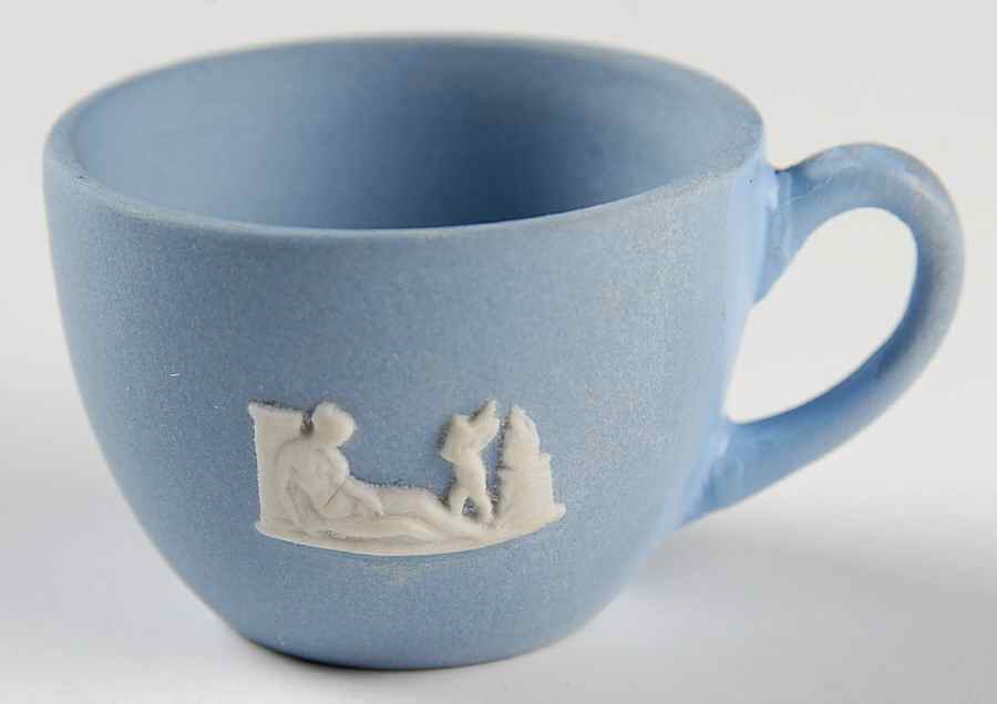 Cream Color on Lavender (Pale Blue) Jasperware Miniature Cup Only by Wedgwood-1