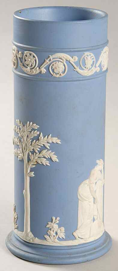Cream Color on Lavender (Pale Blue) Jasperware 6" Spill Vase by Wedgwood-1