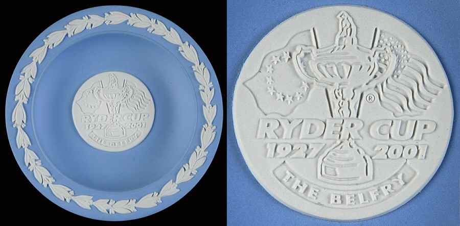Cream Color on Lavender (Pale Blue) Jasperware 4" Round Anniversary Tray by Wedgwood-1