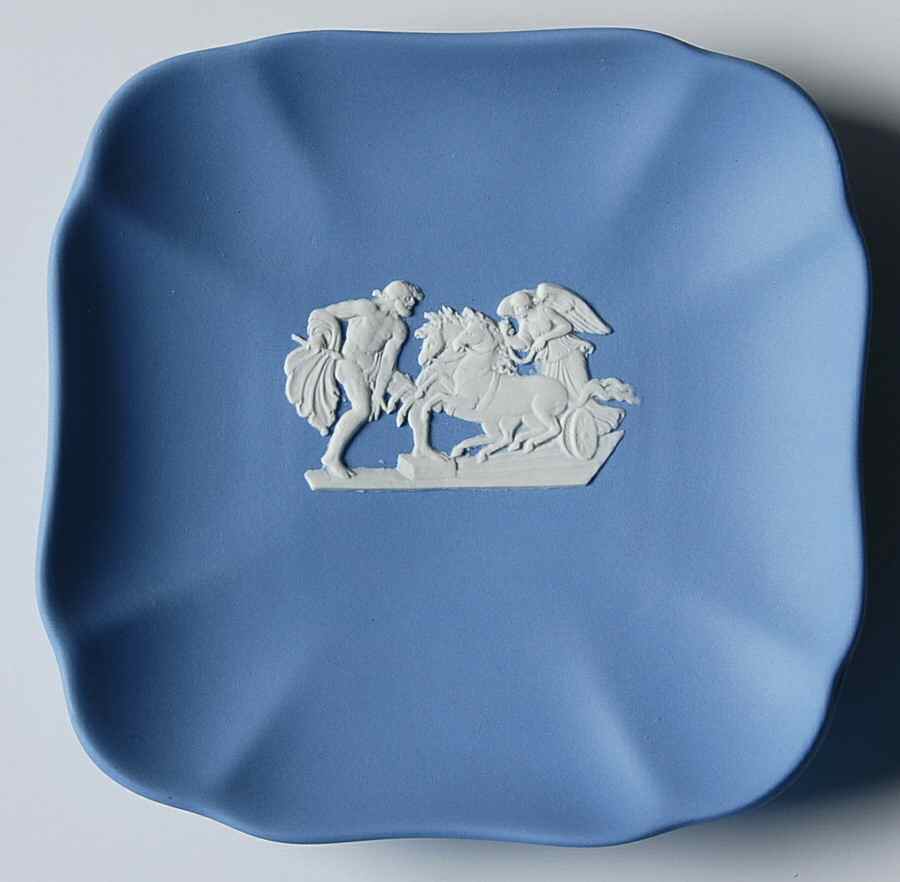 Cream Color on Lavender (Pale Blue) Jasperware Square Tray by Wedgwood-1