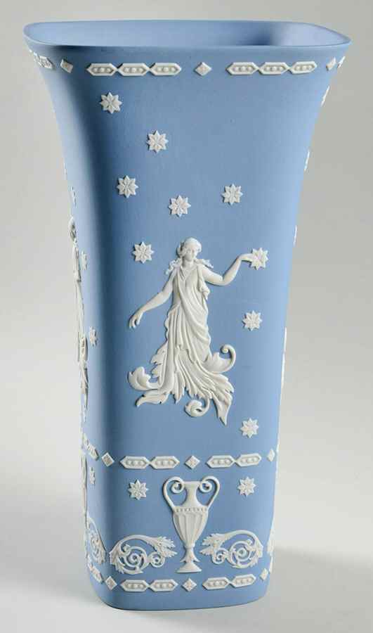 Cream Color on Lavender (Pale Blue) Jasperware 12" Vase by Wedgwood-1
