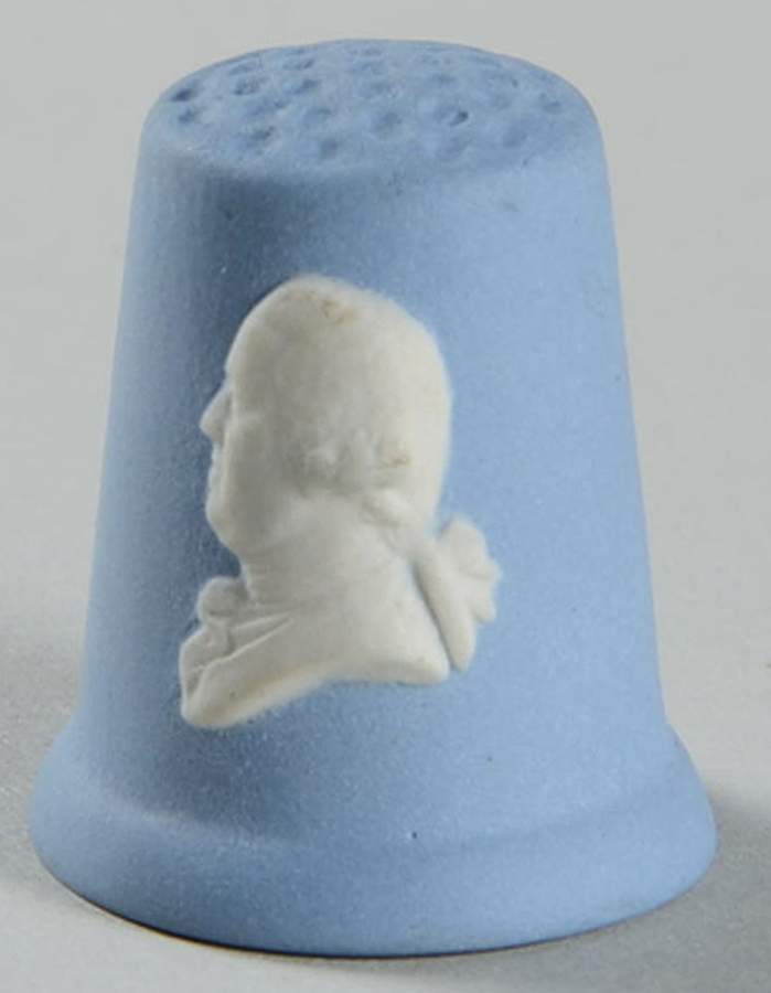 Cream Color on Lavender (Pale Blue) Jasperware Thimble by Wedgwood-1