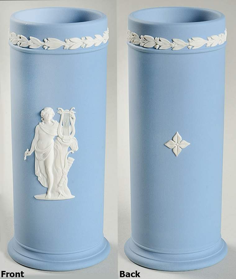 Cream Color on Lavender (Pale Blue) Jasperware 6" Spill Vase by Wedgwood-1