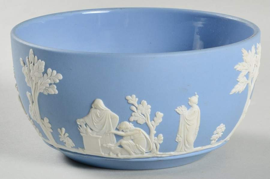 Cream Color on Lavender (Pale Blue) Jasperware Bute Bowl by Wedgwood-1