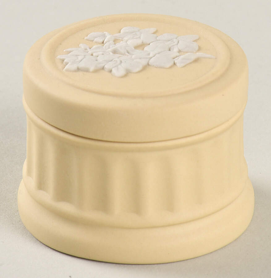 Cream Color on Primrose Jasperware Miniature Round Box by Wedgwood-1