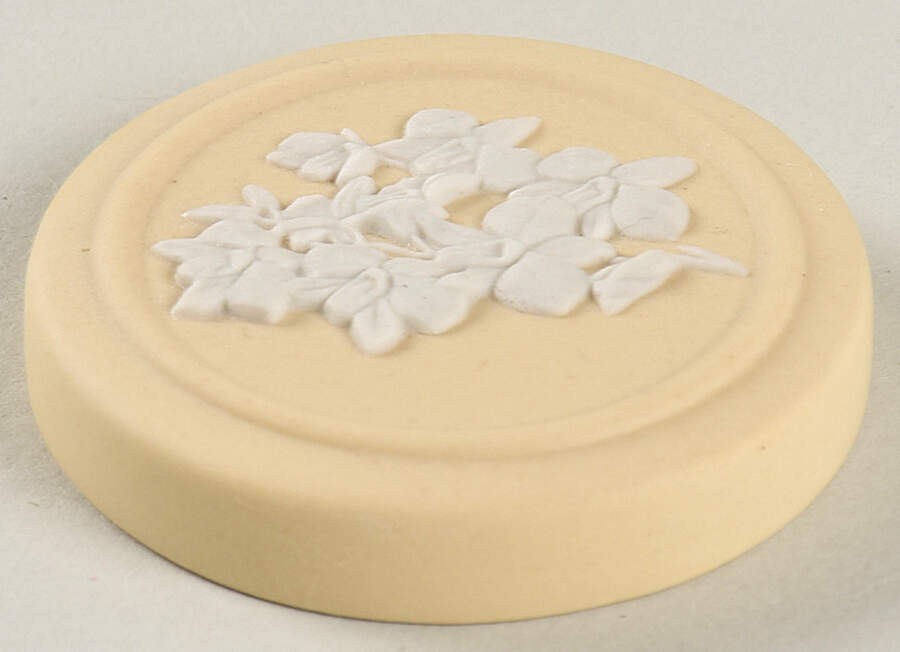 Cream Color on Primrose Jasperware Lid for Miniature Round Box by Wedgwood-1