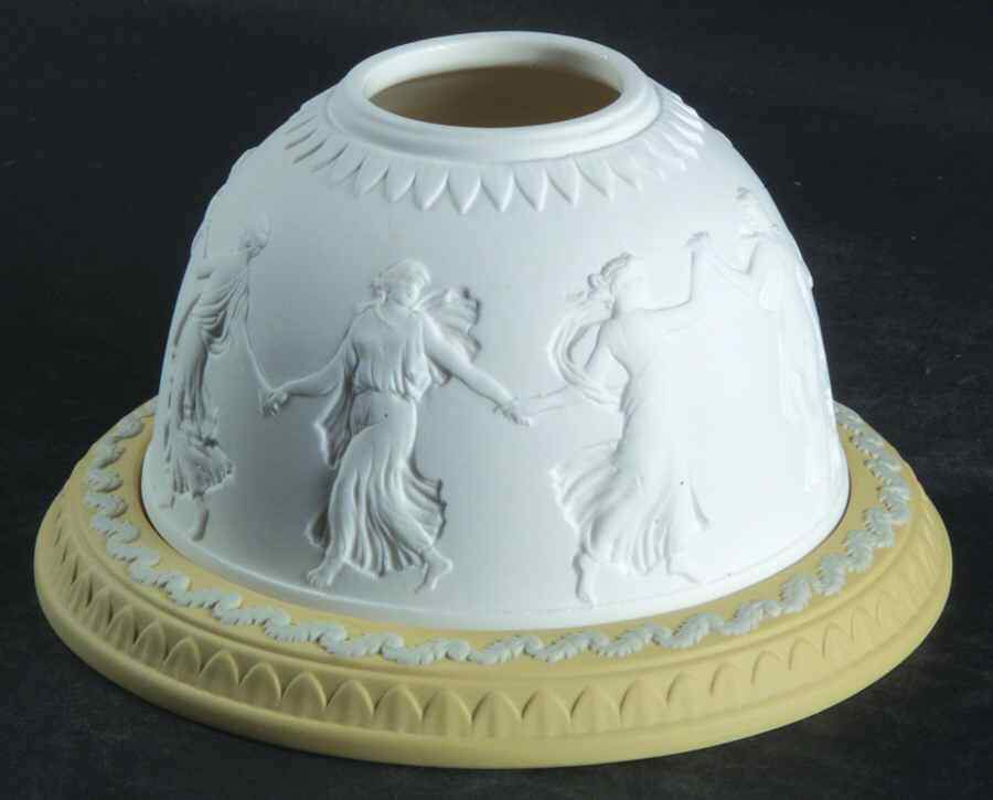 Cream Color on Primrose Jasperware Lithophane Candle Votive by Wedgwood-1