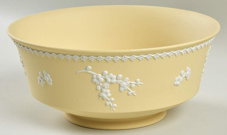 Cream Color on Primrose Jasperware Emperor Bowl by Wedgwood-1
