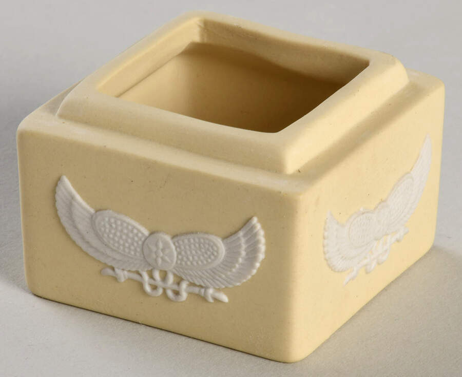 Cream Color on Primrose Jasperware Miniature Square Box No Lid by Wedgwood-1