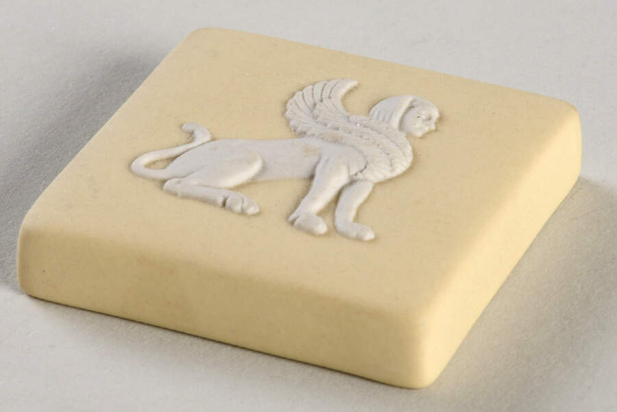 Cream Color on Primrose Jasperware Lid for Miniature Square Box by Wedgwood-1