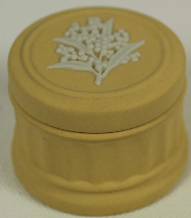 Cream Color on Primrose Jasperware Miniature Round Box by Wedgwood-1