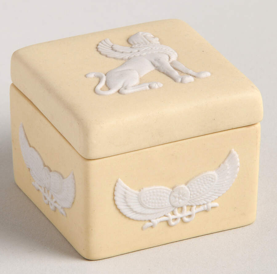 Cream Color on Primrose Jasperware Miniature Square Box by Wedgwood-1