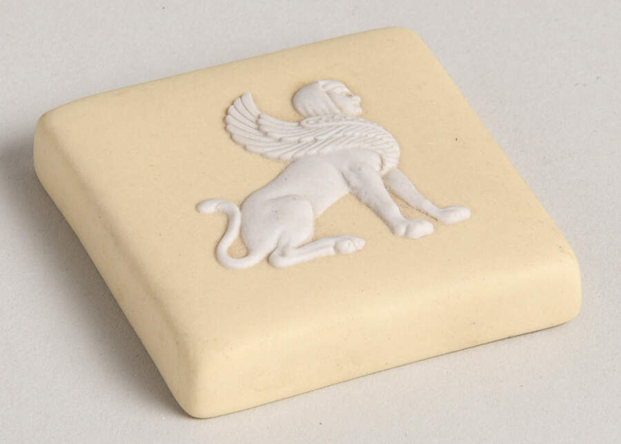 Cream Color on Primrose Jasperware Miniature Square Box, Lid Only by Wedgwood-1