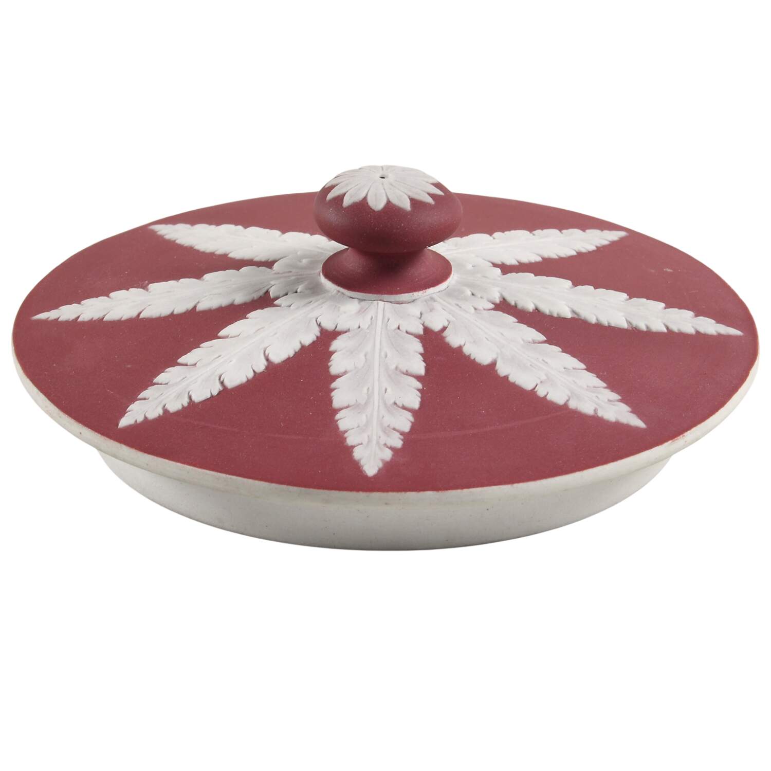 Cream Color on Crimson Jasperware Lid for 4" Round Bon Bon by Wedgwood-1