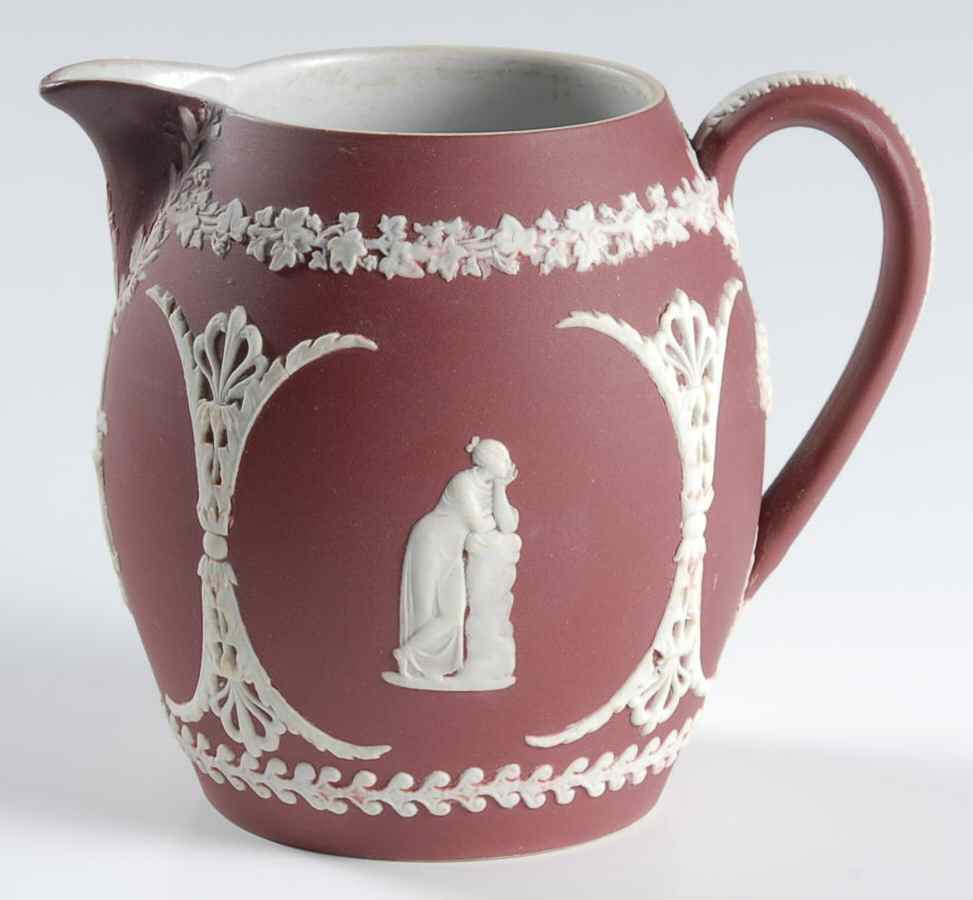 Cream Color on Crimson Jasperware 16 Oz Orange Jug by Wedgwood-1
