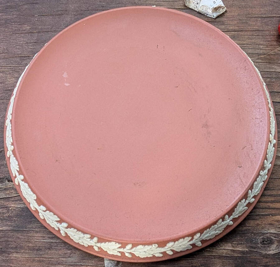 Cream Color on Terra Cotta Jasperware Tea Pot Trivet by Wedgwood-1
