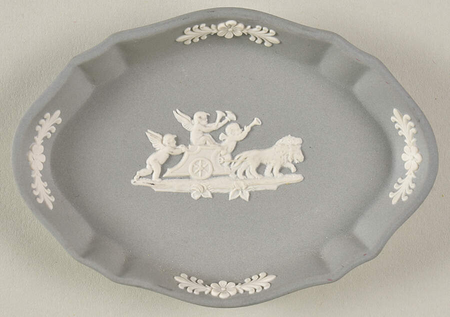 Cream Color on Grey Jasperware Silver Tray by Wedgwood-1